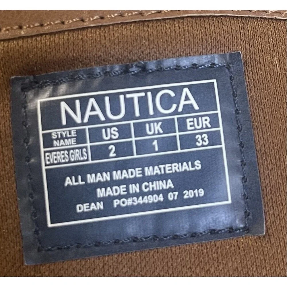 Nautica EVERES Youth Girls Tall Zip Boots Size 2 Cognac Brown New Cute